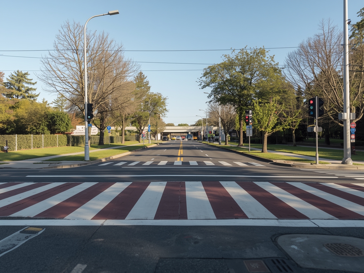 Illustrasjon av sti og bylandskap